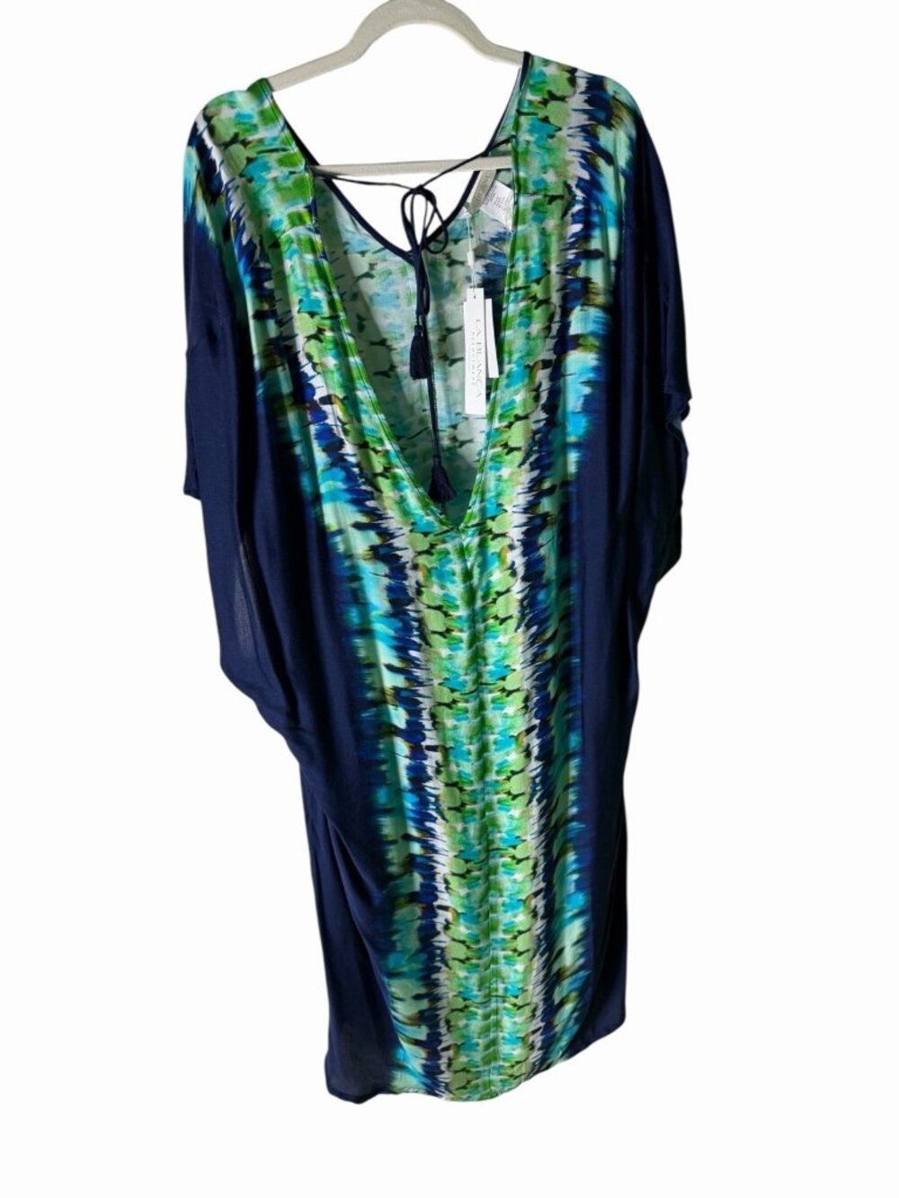 La Blanca Seas Print Midi Caftan Dress Swim Cover up Size L/XL NEW W/TAGS - Picture 4 of 6